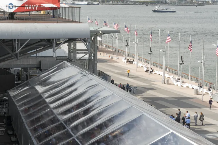 Tented event on Pier 86 between Tower 2 and Tower 3